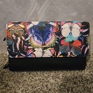 Mundi Black and Multicolor Butterfly Clutch